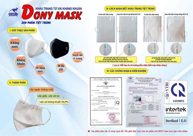 Khẩu trang vải Dony Mask đạt tiêu chuẩn EU