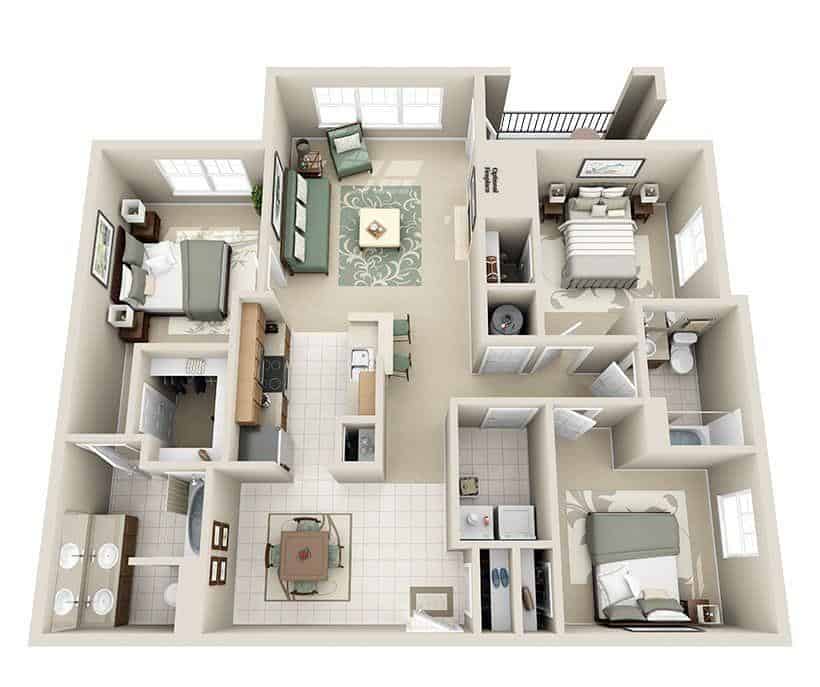 - Top 20+ Impressive 3 Bedroom Interior Design Models