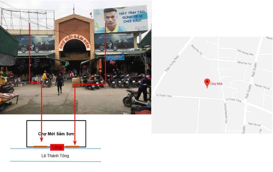 Dịch vụ cho thuê biển quảng cáo ở chợ mới Sầm Sơn - Thanh Hóa