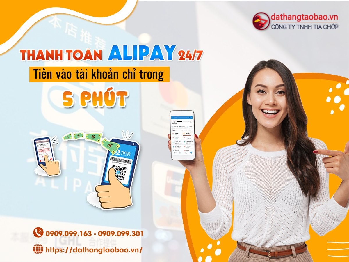 Tia Chớp tự tin cung cấp dịch vụ thanh toán/chuyển tiền Alipay hoặc ngân hàng Trung Quốc nhanh chóng