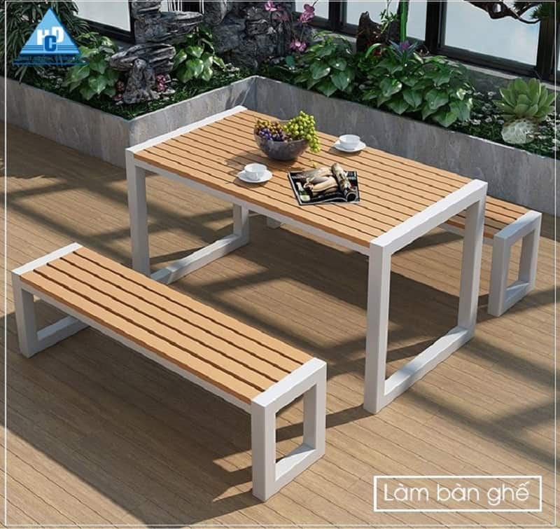 Bộ bàn ghế làm từ gỗ nhựa composite HCD Wood.