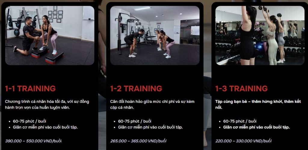 Bảng giá tại Saigon Private Fitness